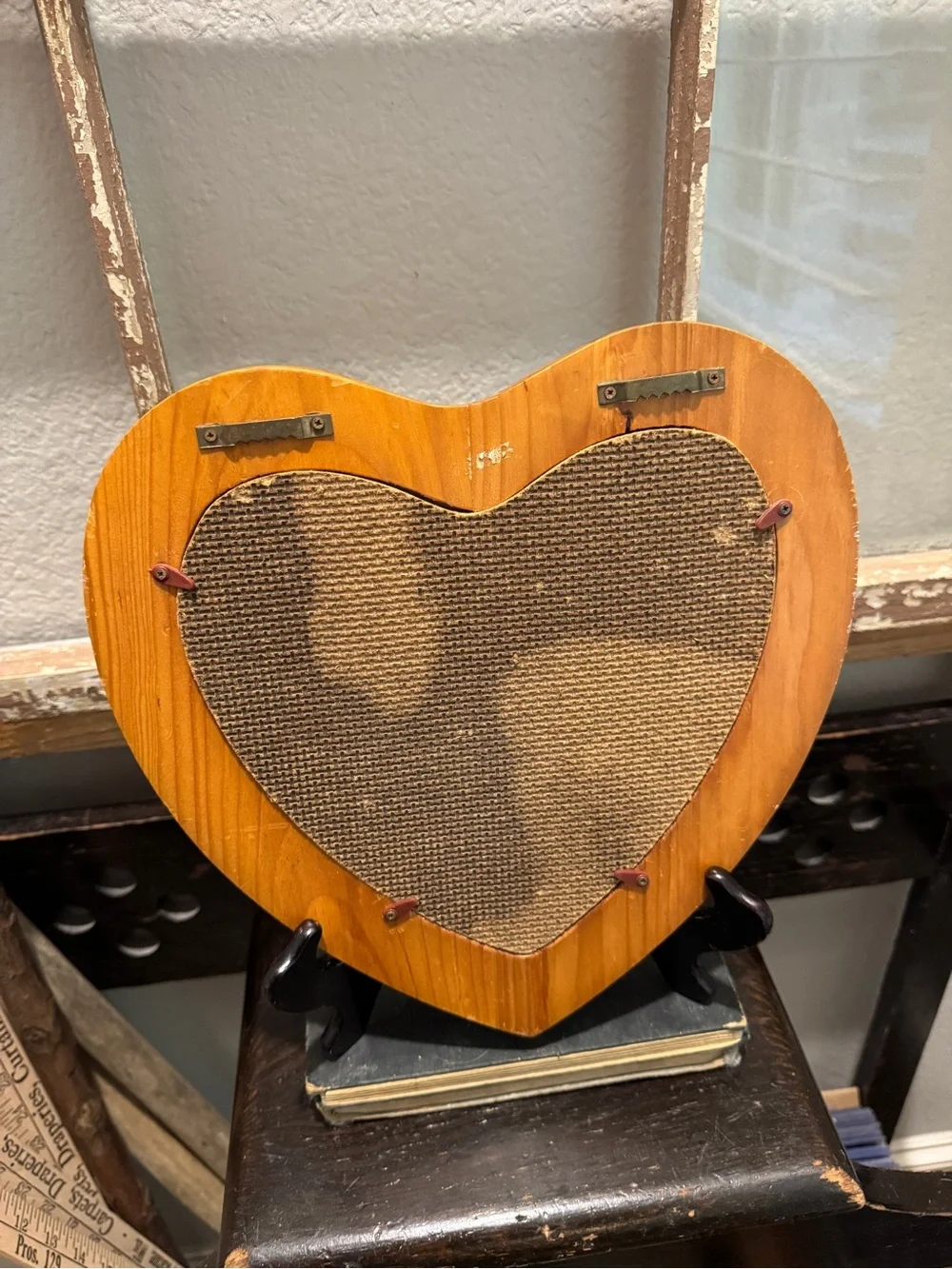 Vintage Heart-Shaped Wooden Framed Mirror in Honey Brown